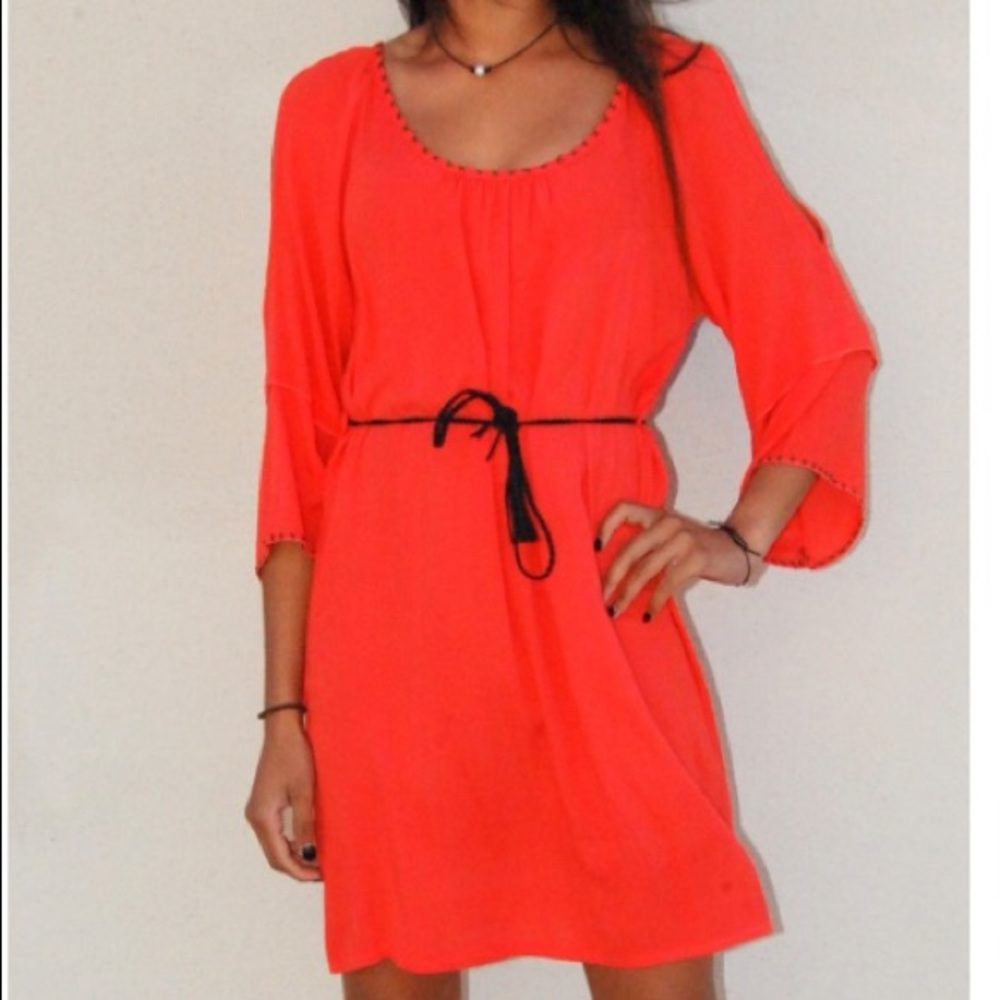 Urban Mangoz Coral Orange Cold Shoulder Dress